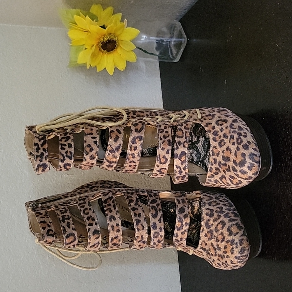 2 Lips Too sexy lace up cheetah heels